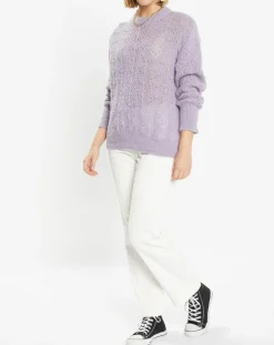 Femme Galeries Lafayette Pull en Maille pointelle mousseuse violet parme