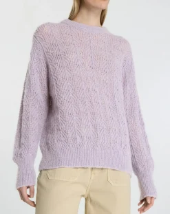 Femme Galeries Lafayette Pull en Maille pointelle mousseuse violet parme