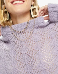 Femme Galeries Lafayette Pull en Maille pointelle mousseuse violet parme