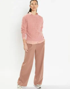 New Galeries Lafayette Pull en Maille pointelle mousseuse vieux rose