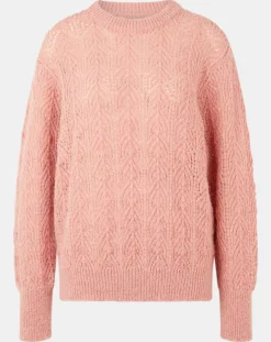 New Galeries Lafayette Pull en Maille pointelle mousseuse vieux rose