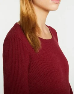 Femme Galeries Lafayette Pull en Maille stretch Franck ajusté bordeaux