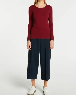 Femme Galeries Lafayette Pull en Maille stretch Franck ajusté bordeaux
