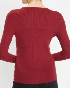 Femme Galeries Lafayette Pull en Maille stretch Franck ajusté bordeaux