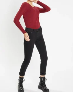 Femme Galeries Lafayette Pull en Maille stretch Franck ajusté bordeaux
