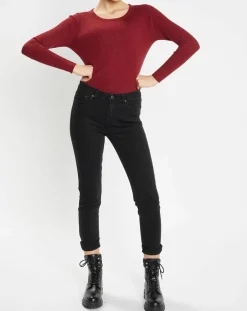 Femme Galeries Lafayette Pull en Maille stretch Franck ajusté bordeaux