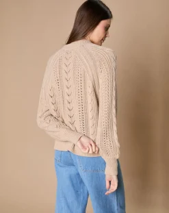 Femme Oscar et Louise Pull en Mohair & Laine mélangés Paola col rond beige chiné