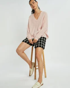 Femme Lauren Vidal Pull en Mohair mélangé Anouk rose pâle