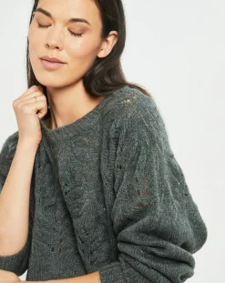 Femme Lauren Vidal Pull en Mohair mélangé Ella gris jade