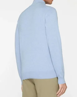 Best Hackett London Pull en Soie mélangée col camionneur bleu ciel