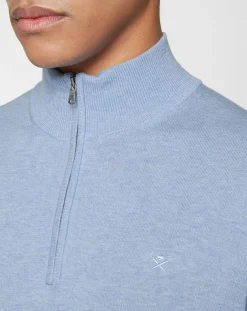 Best Hackett London Pull en Soie mélangée col camionneur bleu ciel