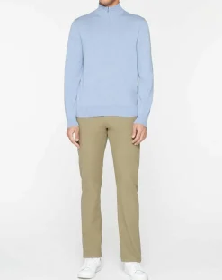 Best Hackett London Pull en Soie mélangée col camionneur bleu ciel