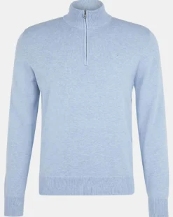 Best Hackett London Pull en Soie mélangée col camionneur bleu ciel