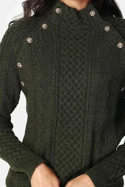 Femme Assuili Pull Encolure montante kaki