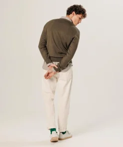 Homme Rodier Pull Ernest 100% laine col V marron écorce