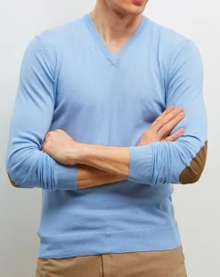 Homme Hackett London Pull fin col V bleu