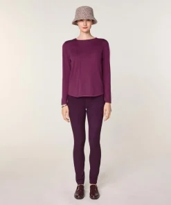 Outlet Rodier Pull Frieda 100% laine col rond violet cassis