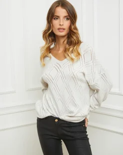 New Fleur de cachemire Pull Gabriella blanc
