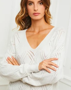 New Fleur de cachemire Pull Gabriella blanc