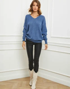 Sale Fleur de cachemire Pull Gabriella indigo