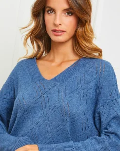 Sale Fleur de cachemire Pull Gabriella indigo
