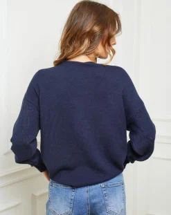 Femme Fleur de cachemire Pull Gabriella marine