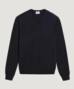 New Rodier Pull Gaspard 100% laine col V bleu nuit