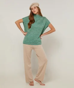 New Rodier Pull Gaétane coll roulé sans manches vert