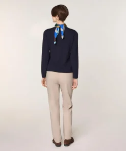 Rodier Pull Gertrude 100% laine col rond bleu marine