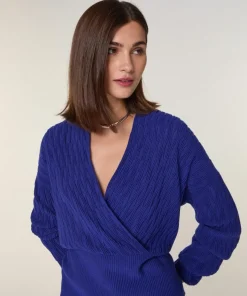 Femme Rodier Pull Gisèle 100% Laine Cache-Cœur bleu outremer