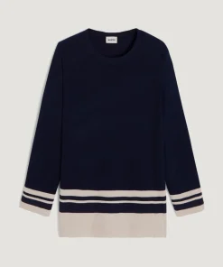 Femme Rodier Pull Giuliana rayures inférieures bleu nuit