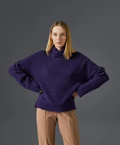 Femme Rodier Pull Églantine col amovible violet foncé
