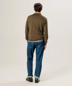 Clearance Rodier Pull Gérard 100% laine col polo marron écorce