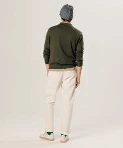 Homme Rodier Pull Grégoire 100% laine col polo vert kaki