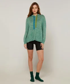 Outlet Rodier Pull Hortensia à capuche chiné vert