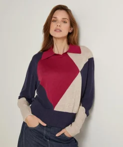 New Rodier Pull Hughette en Laine mélangée rouge grenat