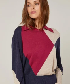 New Rodier Pull Hughette en Laine mélangée rouge grenat