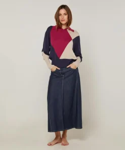 New Rodier Pull Hughette en Laine mélangée rouge grenat
