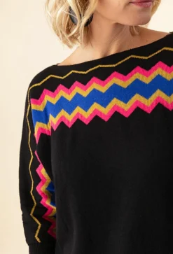 Femme Bleu Blanc Rouge Pull Hylda noir