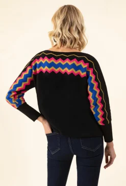 Femme Bleu Blanc Rouge Pull Hylda noir