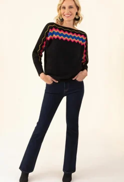 Femme Bleu Blanc Rouge Pull Hylda noir