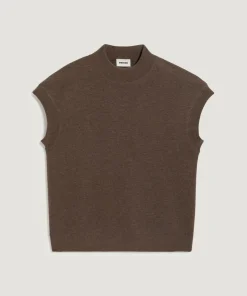 Femme Rodier Pull Iphigénie manches courtes col montant marron havane