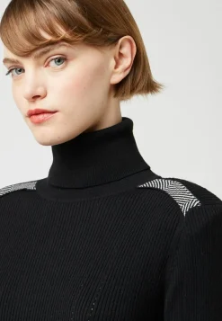 Femme Rodier Pull Jeanne-Élise col roulé motifs épaules noir