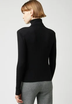 Femme Rodier Pull Jeanne-Élise col roulé motifs épaules noir