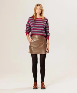 Discount Rodier Pull Joy 100% laine col bateau rayé rose fuchsia