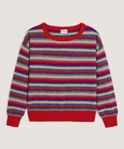 Discount Rodier Pull Joy 100% laine col bateau rayé rose fuchsia