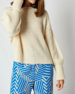 Femme An'ge Pull Julie en Laine mélangée écru