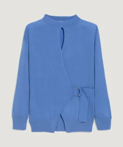 Femme Rodier Pull Julie-Rose 100% laine cache-coeur bleu horizon