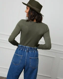 Femme Soft Cashmere Pull Juliette kaki