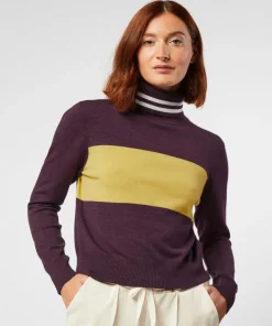Best Rodier Pull Karla col roulé bicolore violet aubergine